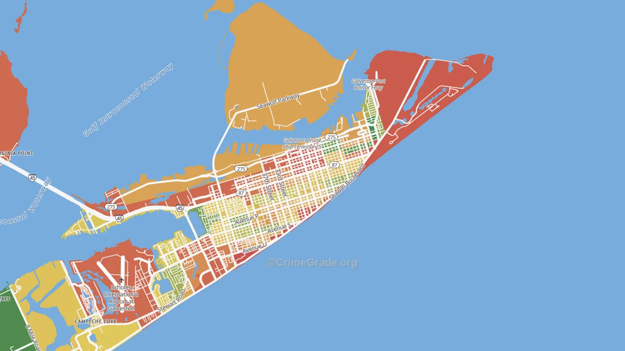 77550, TX Map of Theft Rates