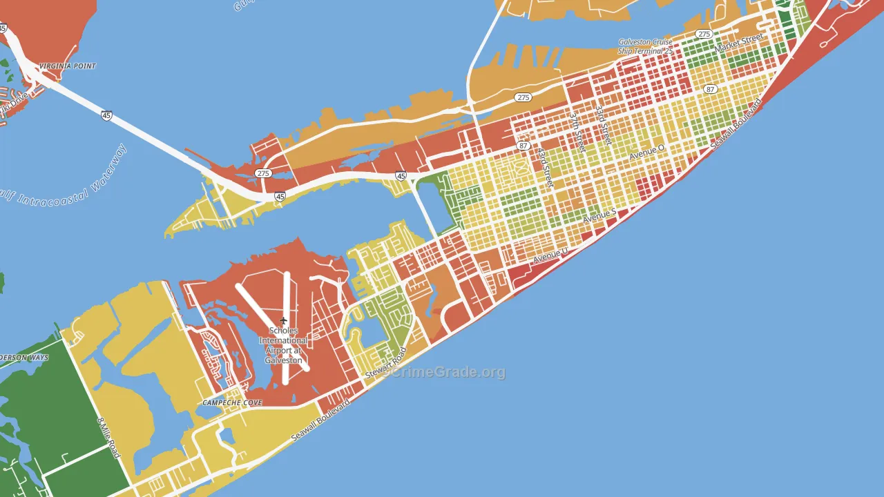 77551, TX Map of Theft Rates