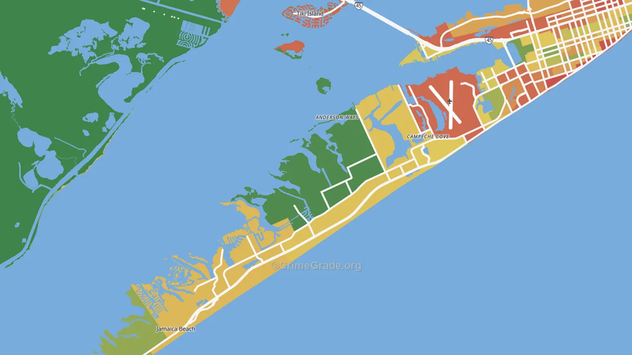 77554, TX Map of Theft Rates
