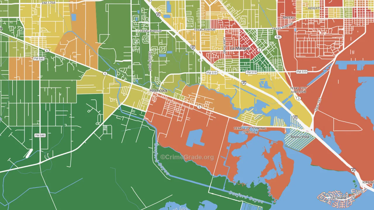 77563, TX Map of Theft Rates