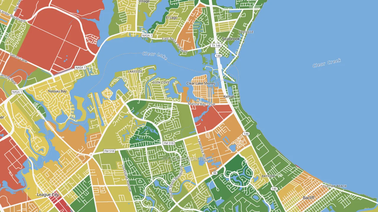 77565, TX Map of Theft Rates