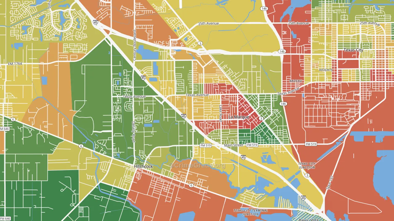 77568, TX Map of Theft Rates