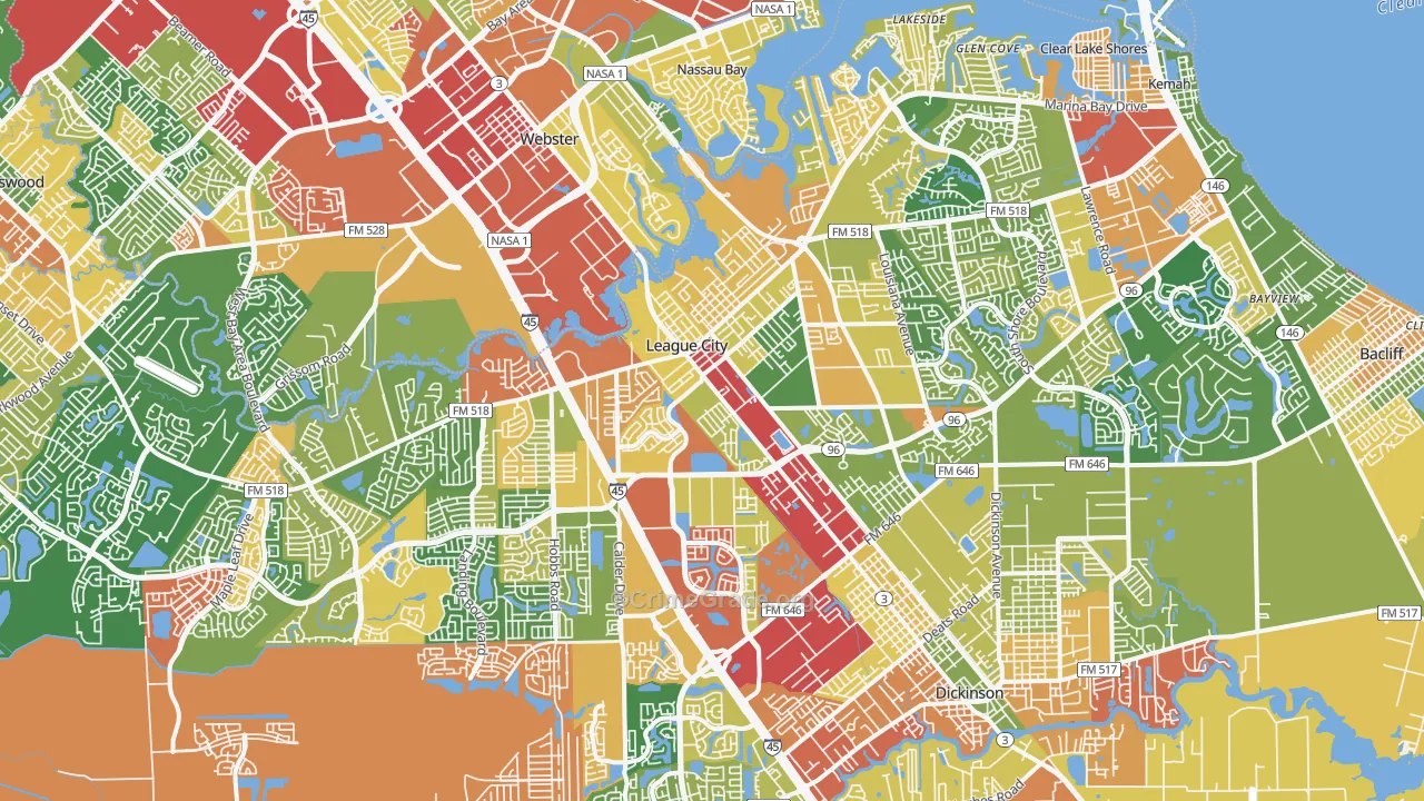 77573, TX Map of Theft Rates