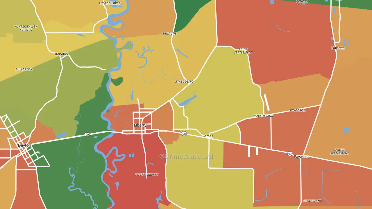 77575, TX Map of Theft Rates