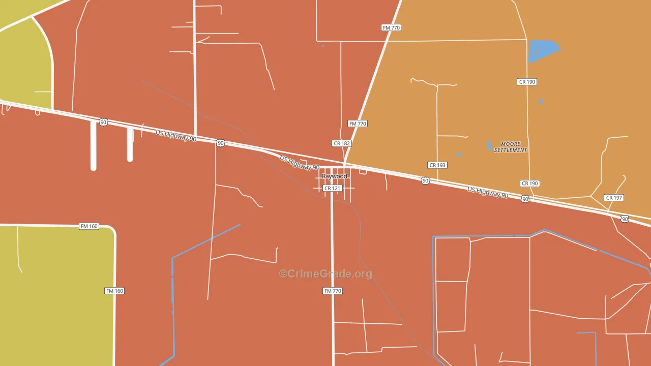 77582, TX Map of Theft Rates