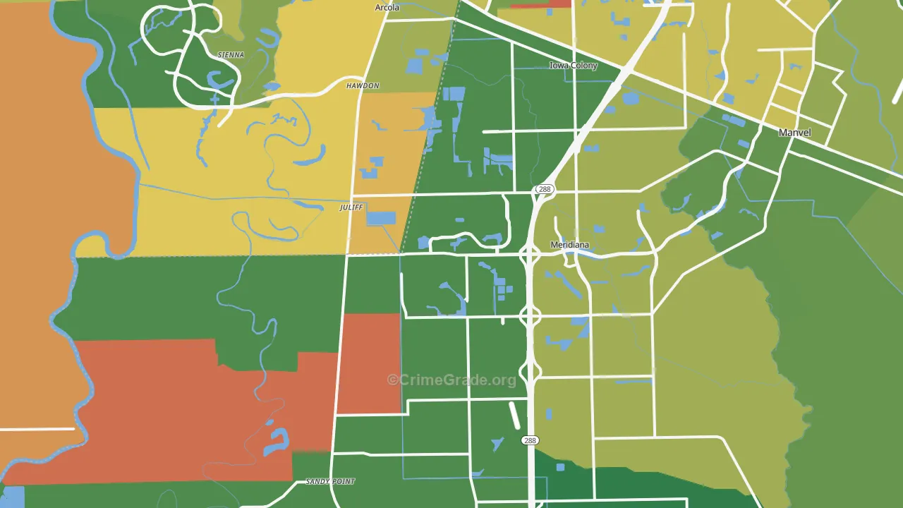 77583, TX Map of Theft Rates