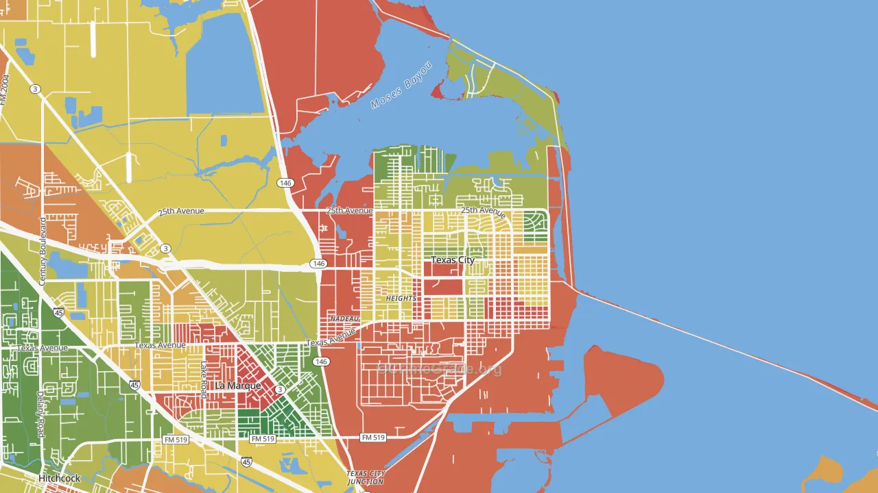 77590, TX Map of Theft Rates