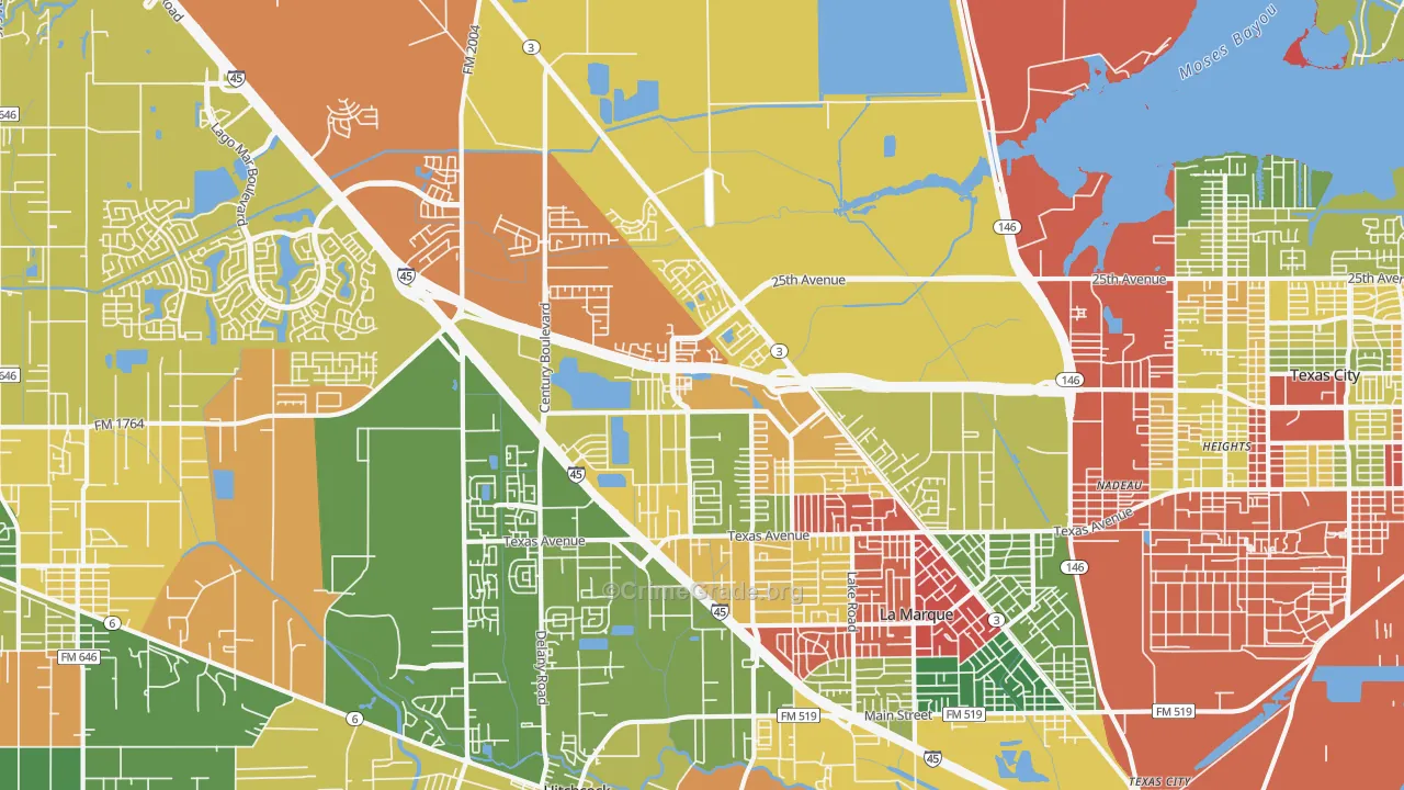 77591, TX Map of Theft Rates