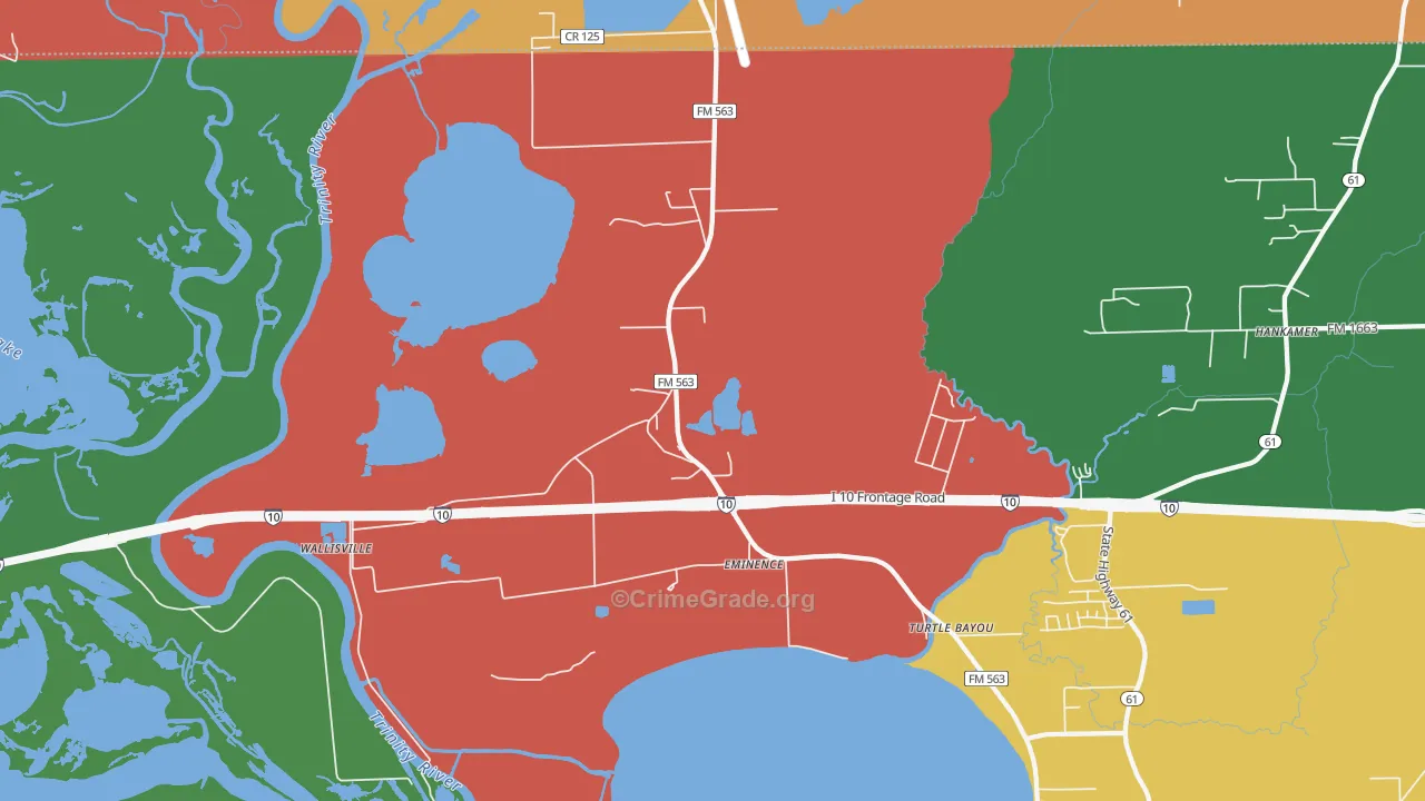 77597, TX Map of Theft Rates