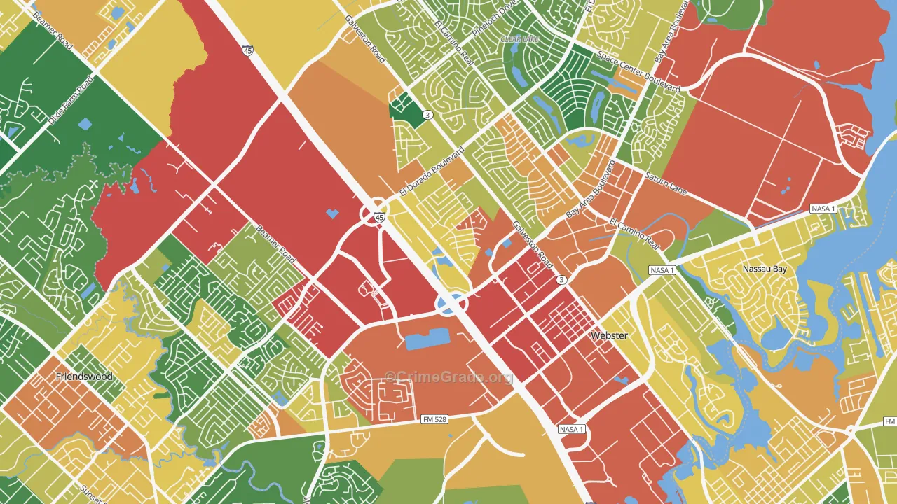77598, TX Map of Theft Rates