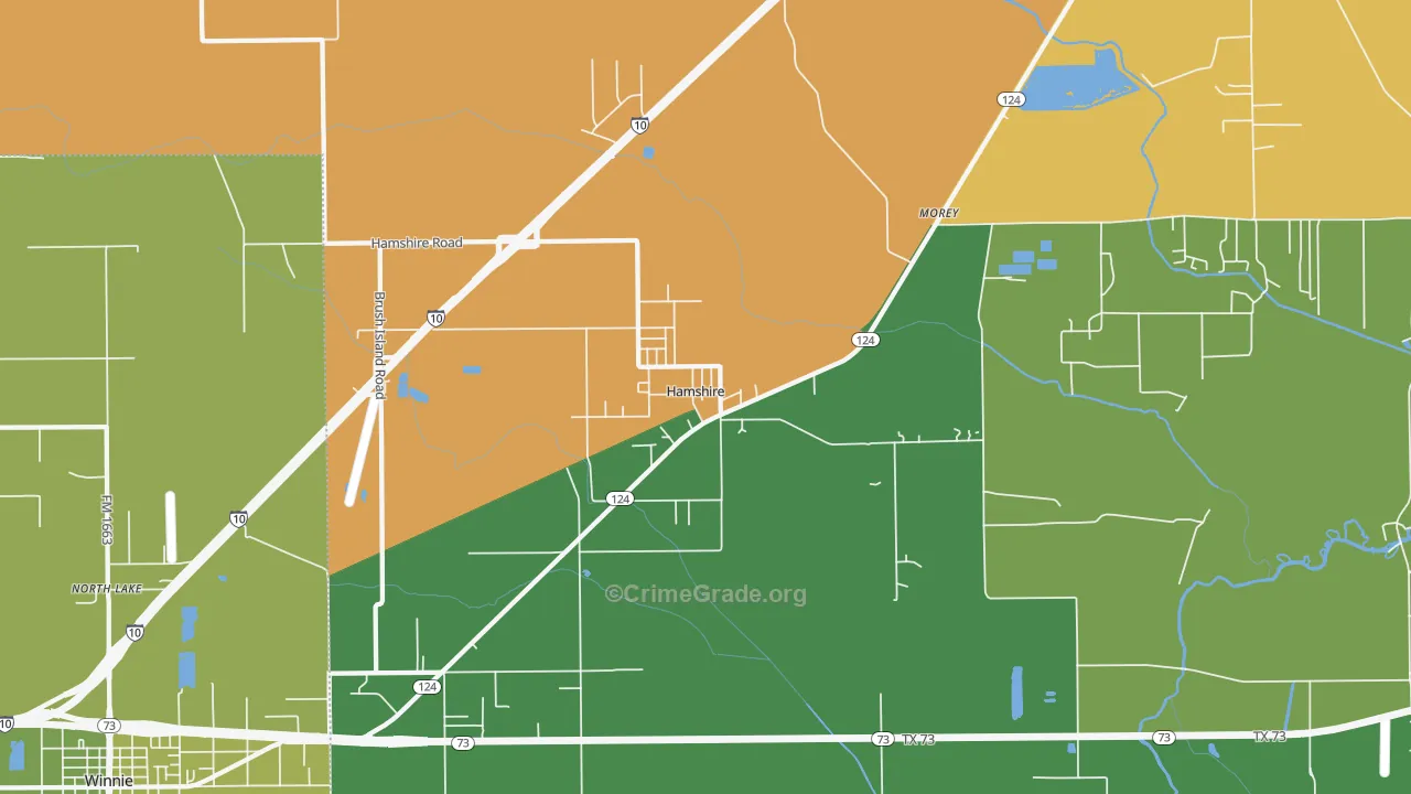 77622, TX Map of Theft Rates