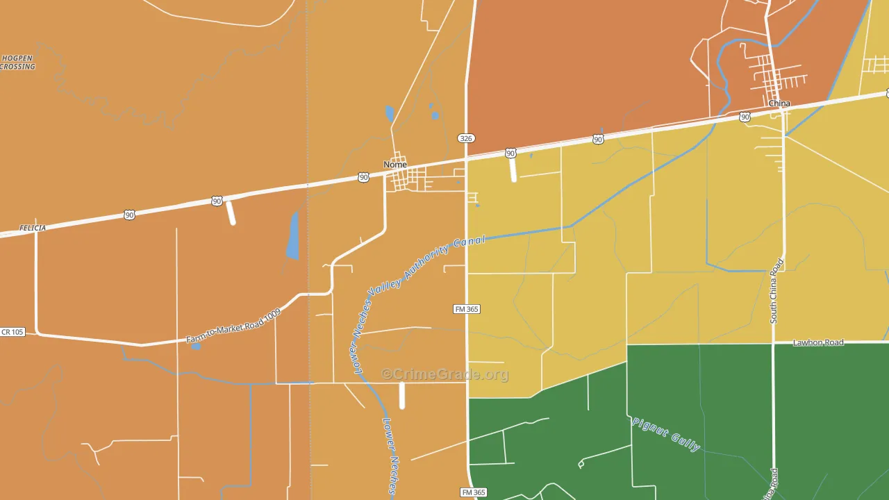 77629, TX Map of Theft Rates