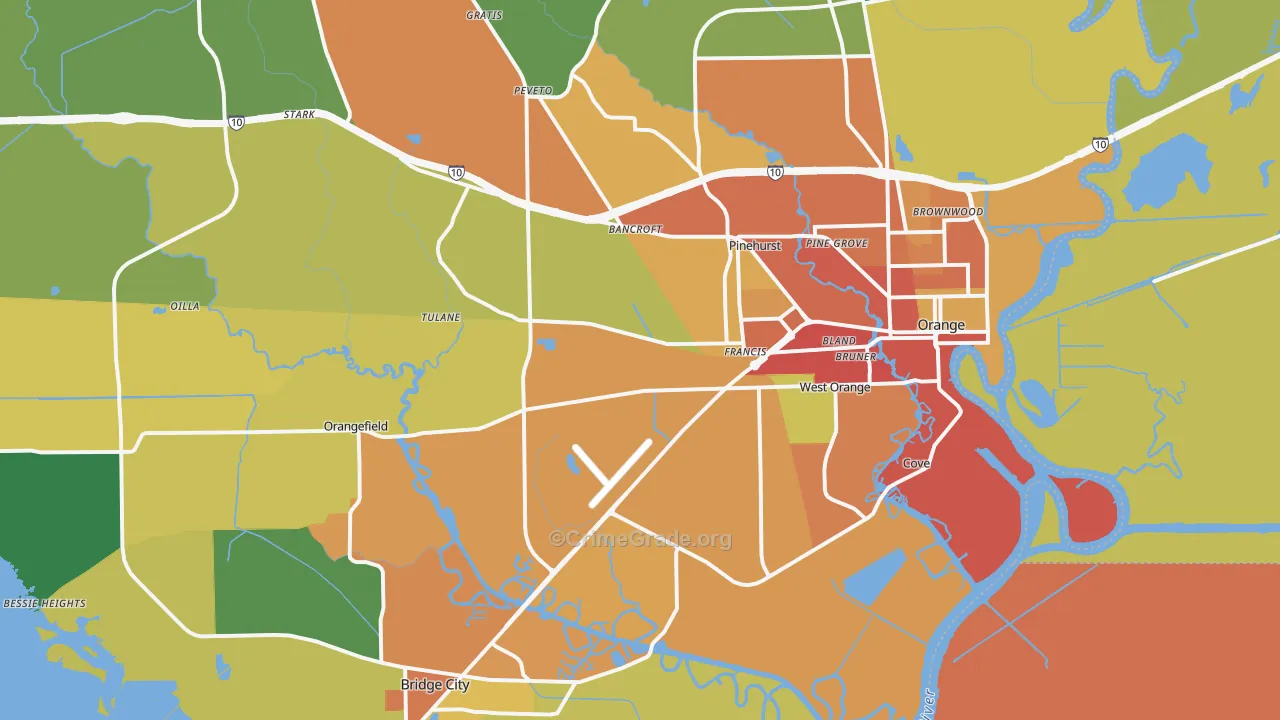 77630, TX Map of Theft Rates