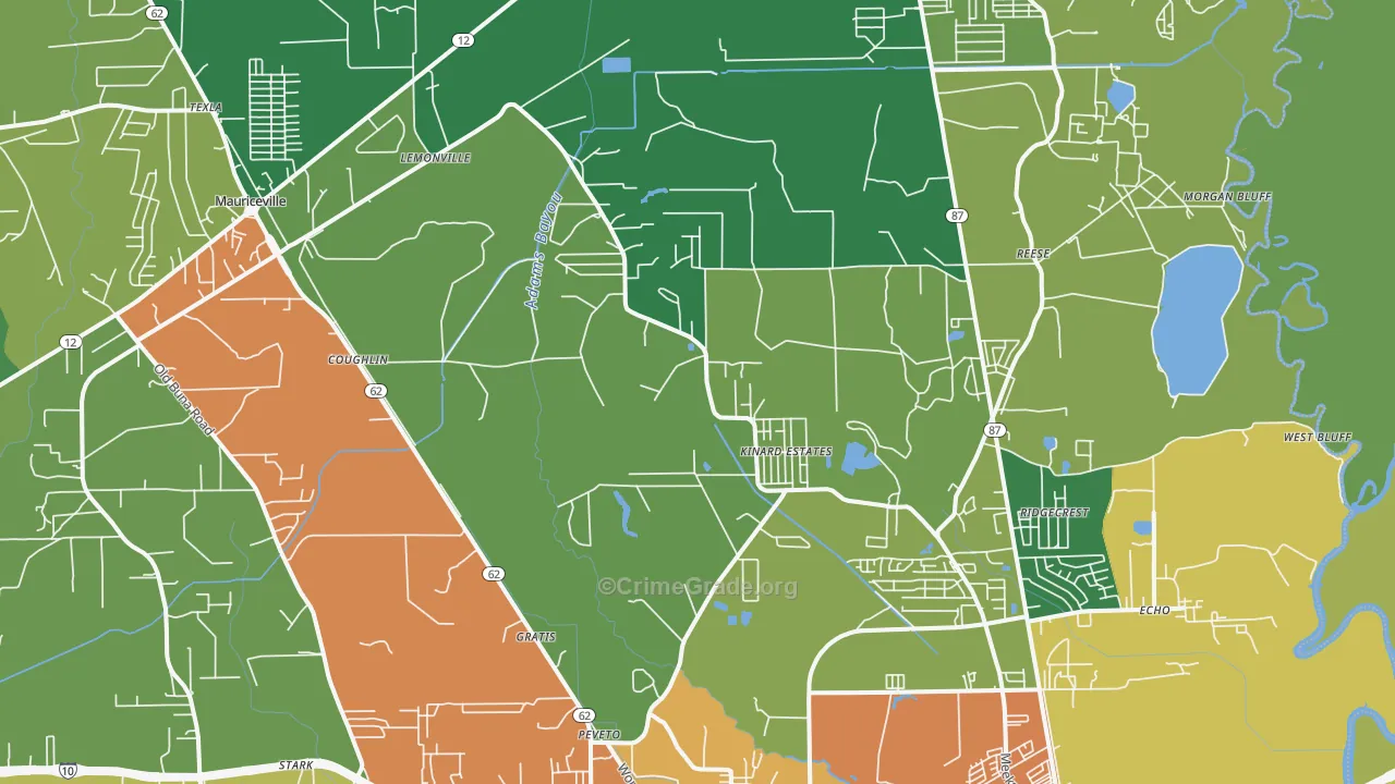 77632, TX Map of Theft Rates