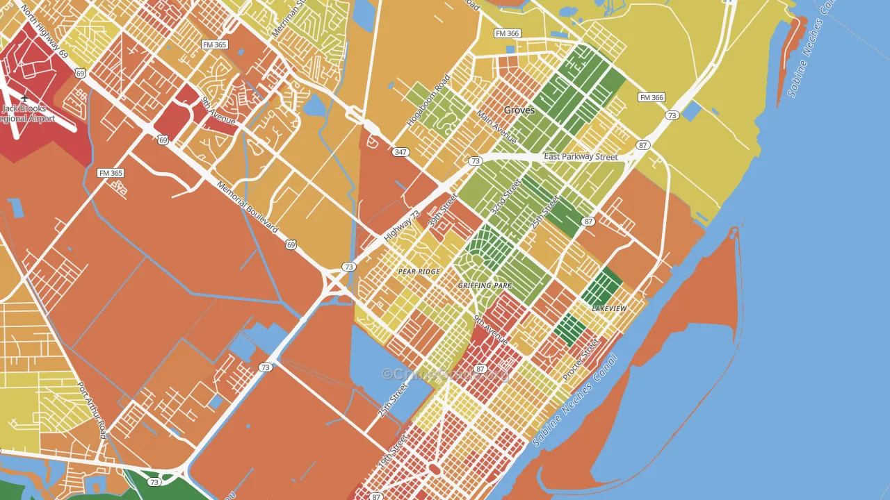 77642, TX Map of Theft Rates