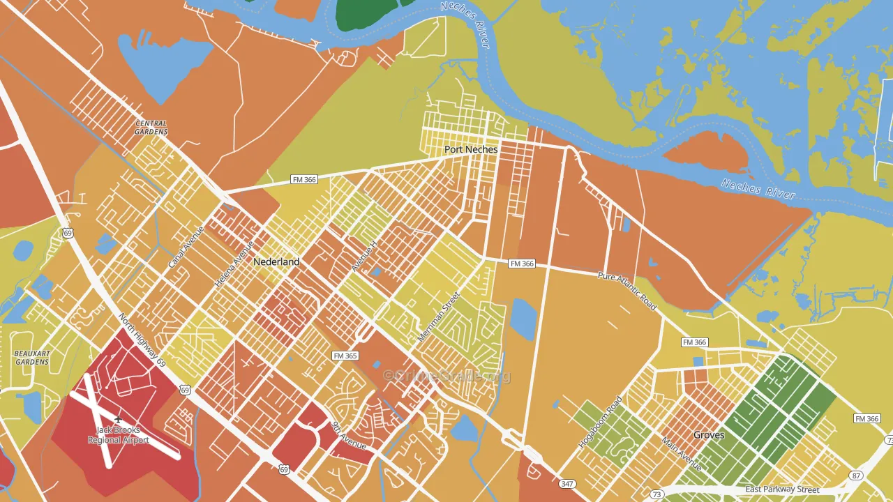 77651, TX Map of Theft Rates
