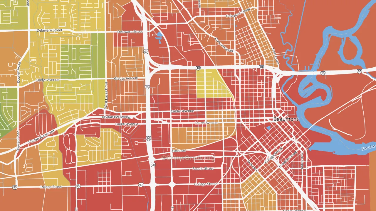77702, TX Map of Theft Rates