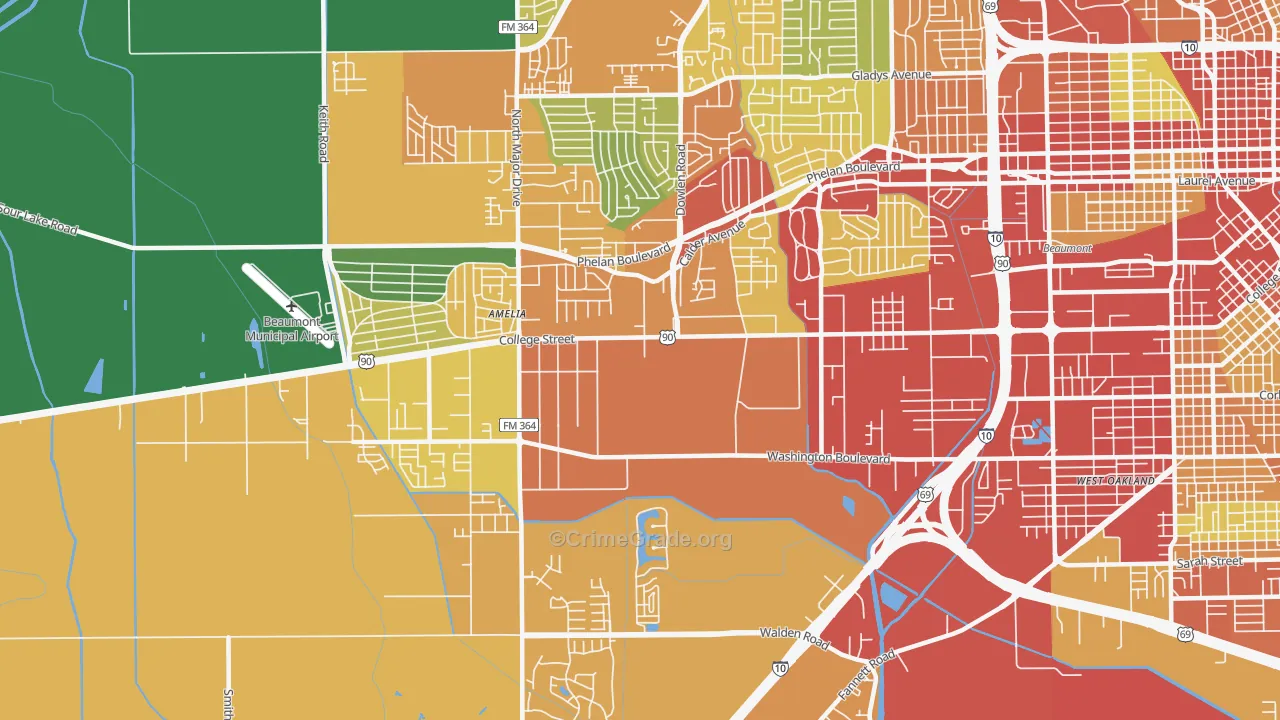 77707, TX Map of Theft Rates