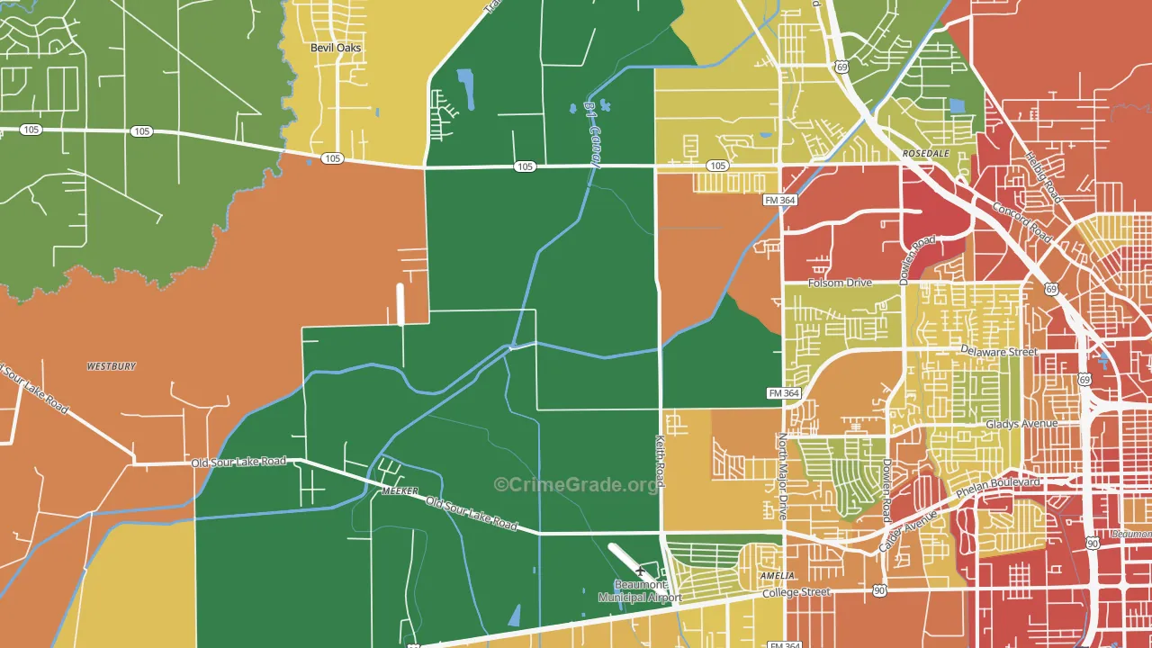 77713, TX Map of Theft Rates