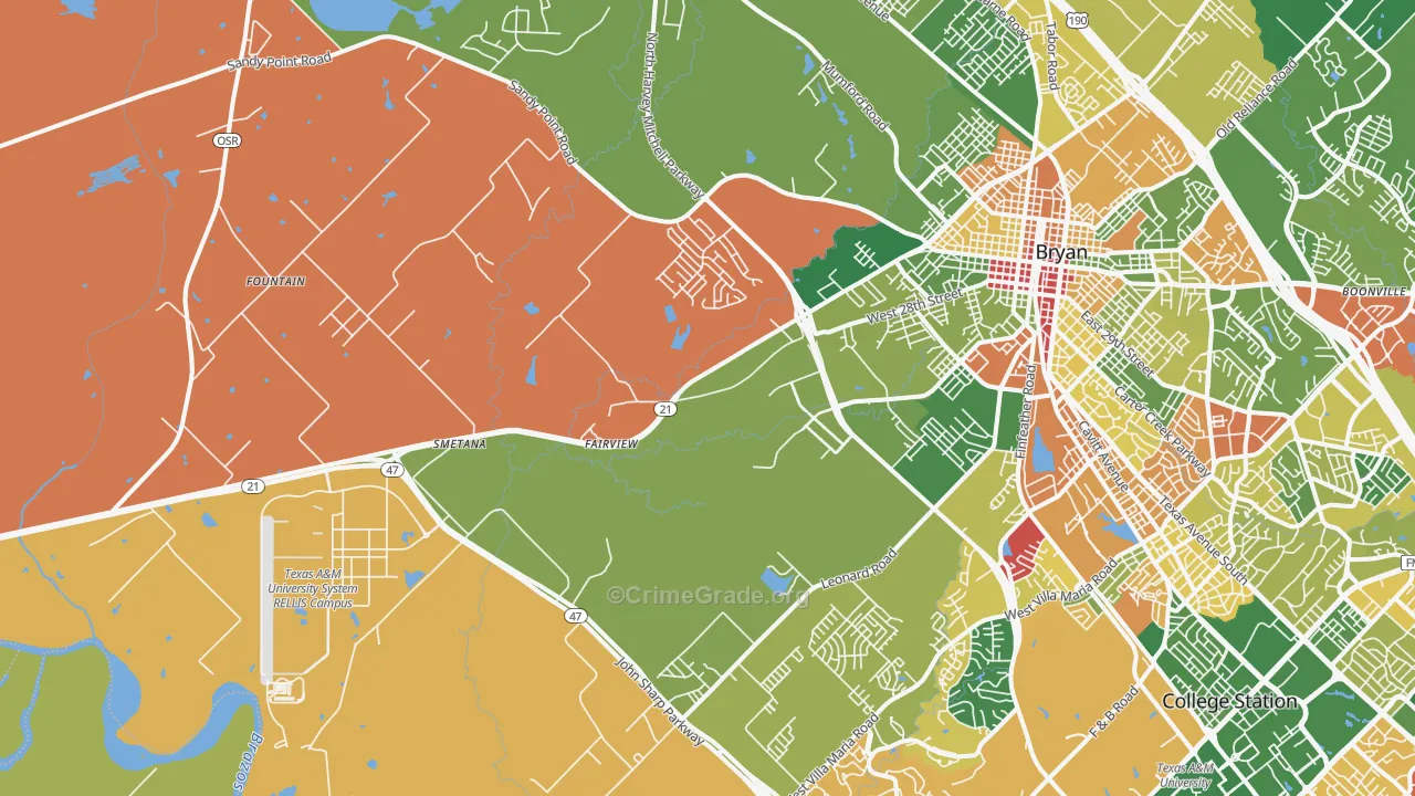 77807, TX Map of Theft Rates