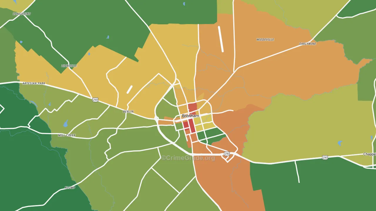 77833, TX Map of Theft Rates