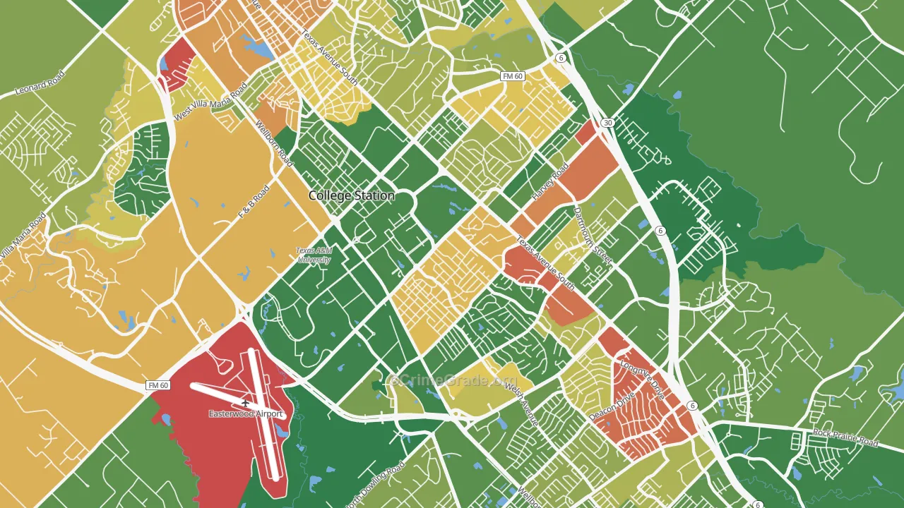 77840, TX Map of Theft Rates