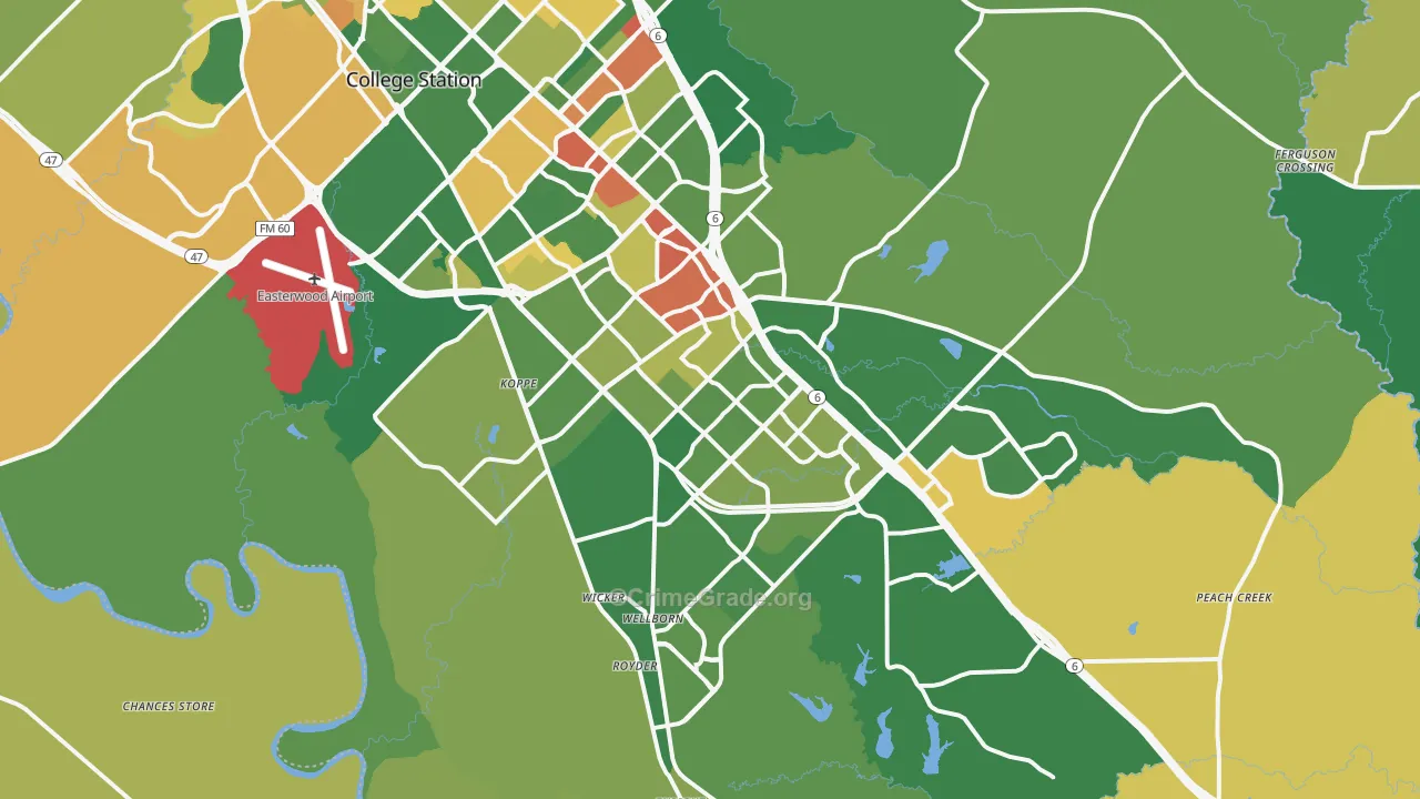 77845, TX Map of Theft Rates