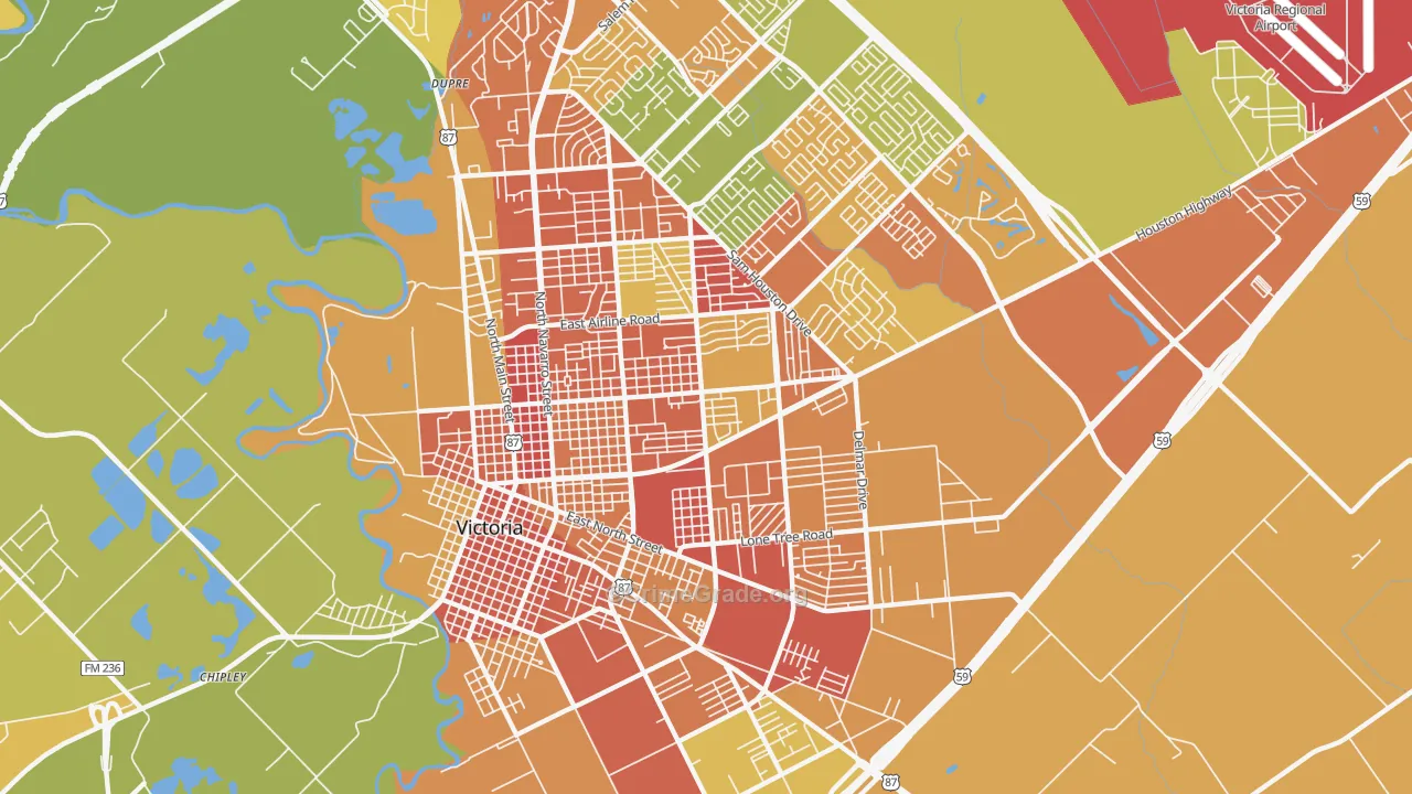77901, TX Map of Theft Rates