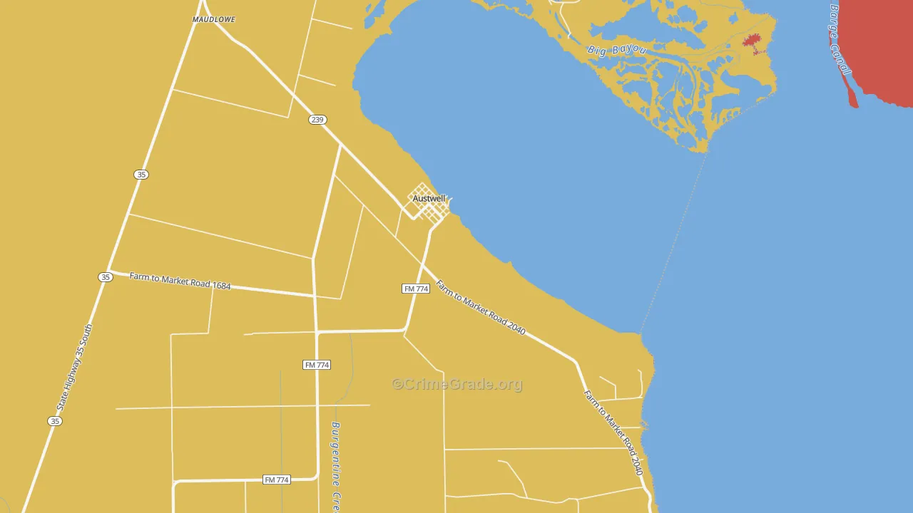 77950, TX Map of Theft Rates