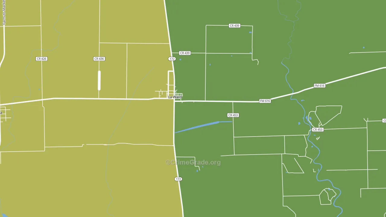 77970, TX Map of Theft Rates