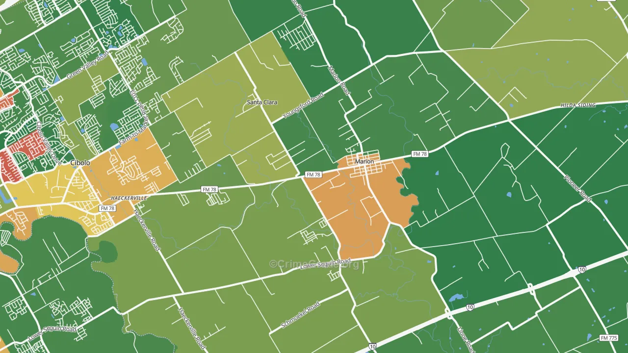 78124, TX Map of Theft Rates