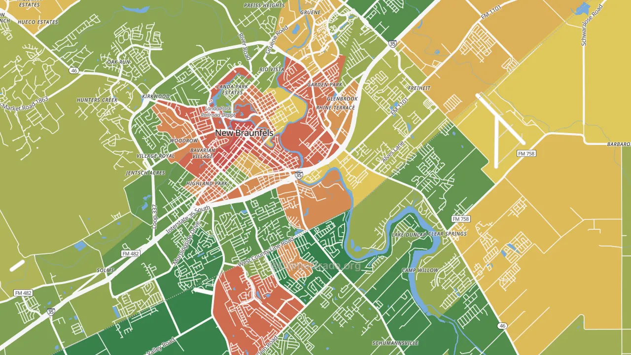 78130, TX Map of Theft Rates