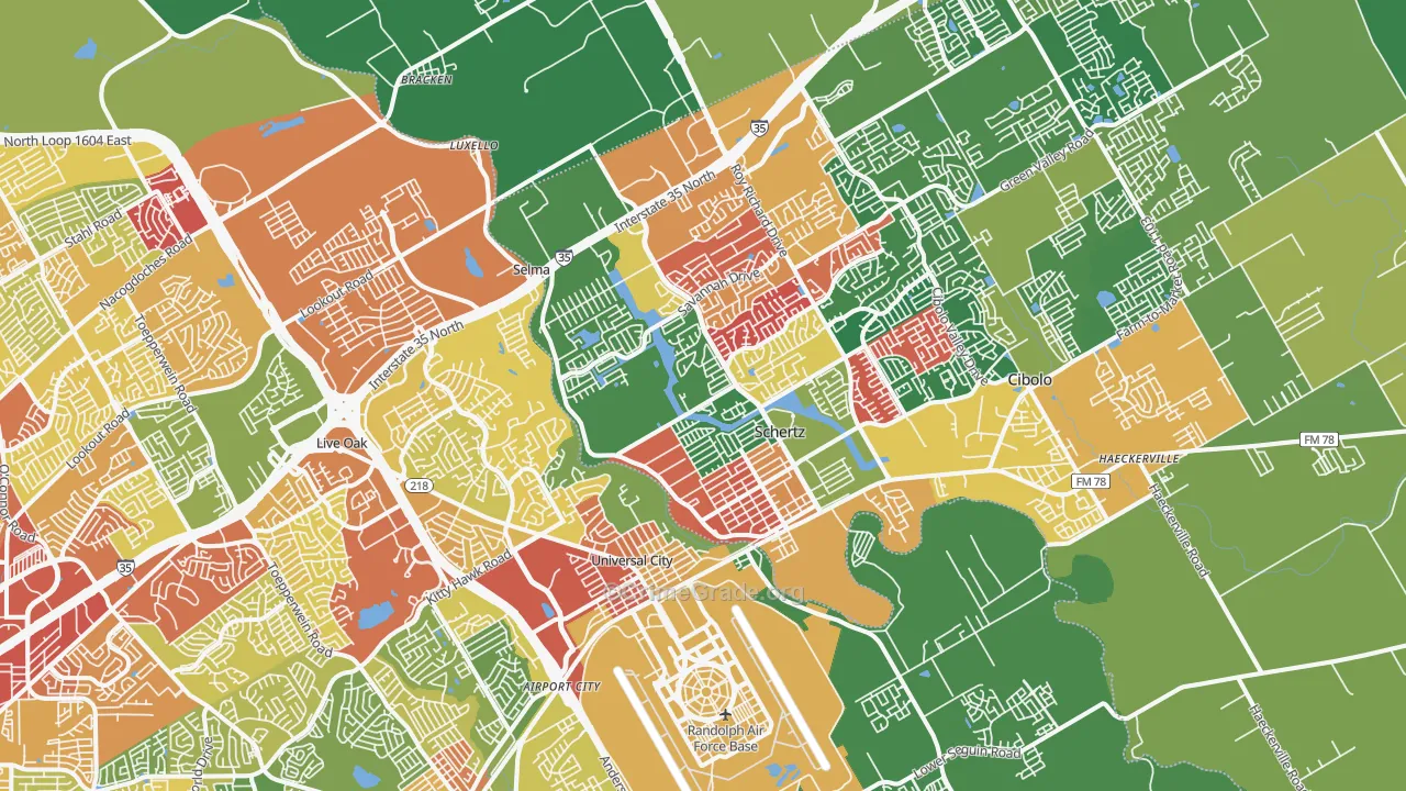 78154, TX Map of Theft Rates