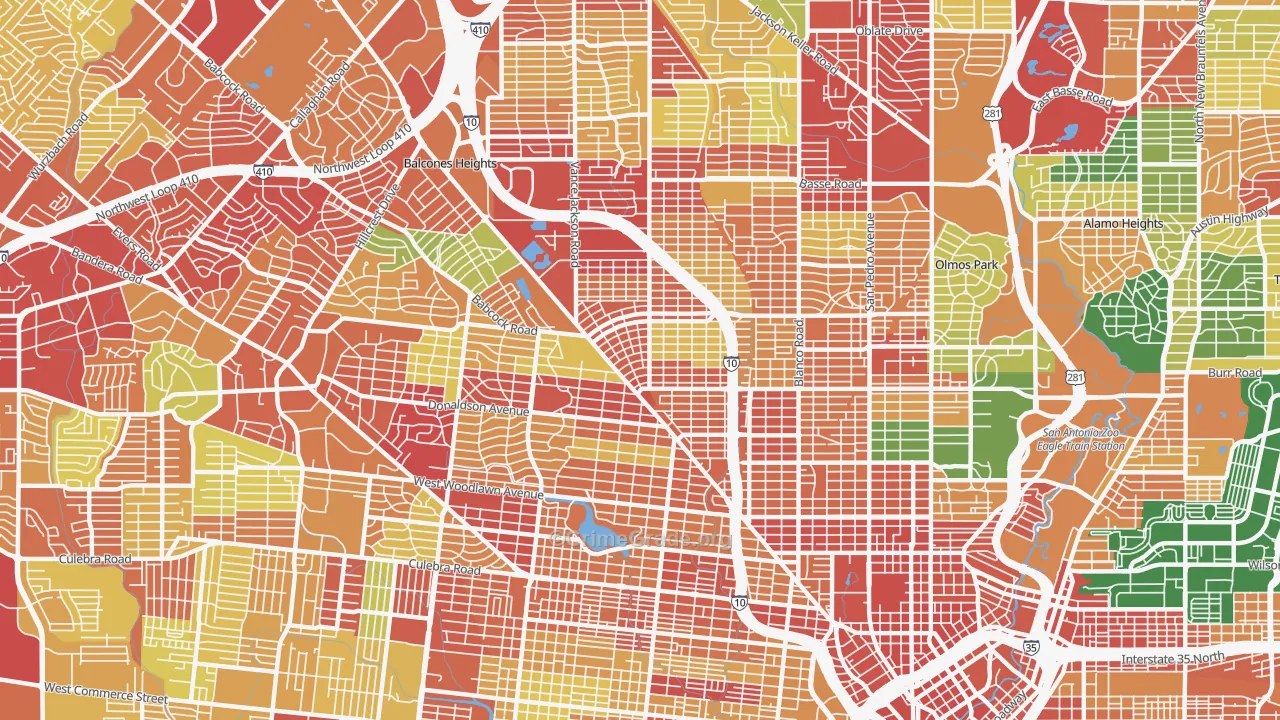 78201, TX Map of Theft Rates
