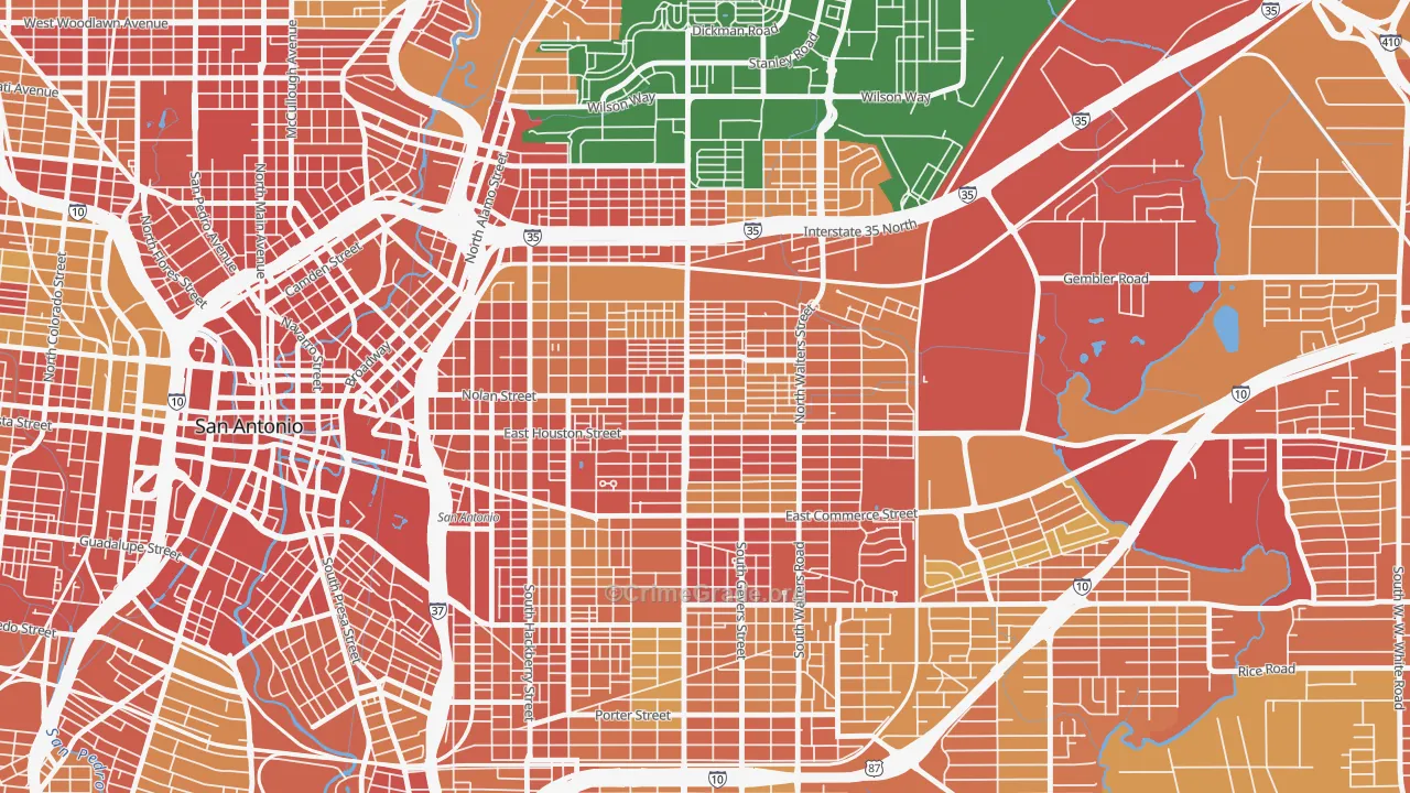 78202, TX Map of Theft Rates