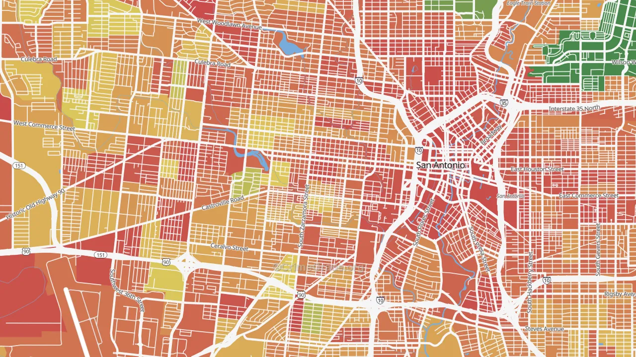 78207, TX Map of Theft Rates