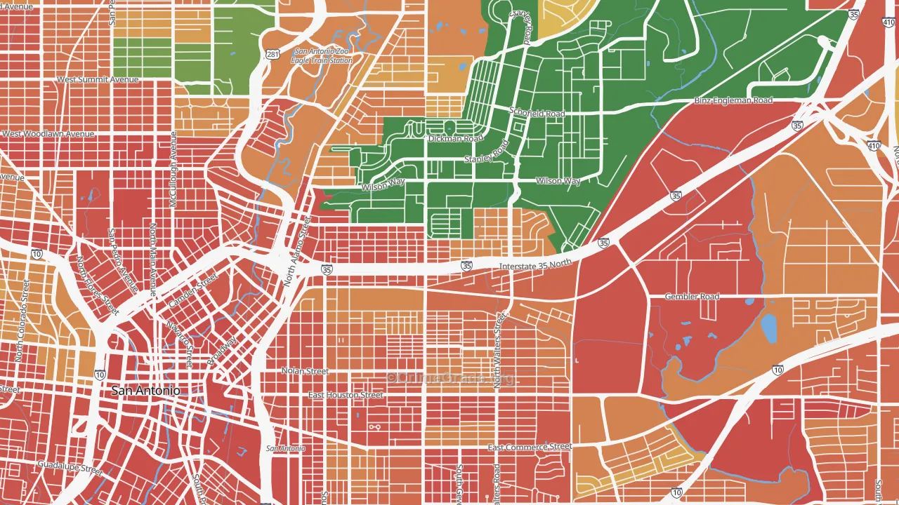 78208, TX Map of Theft Rates