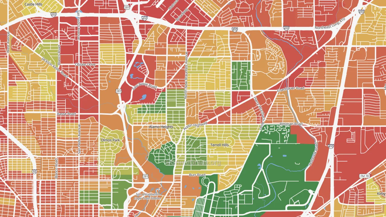 78209, TX Map of Theft Rates