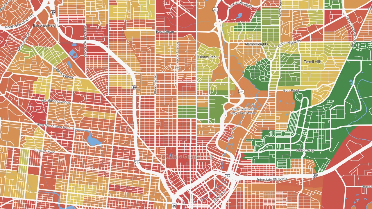 78212, TX Map of Theft Rates