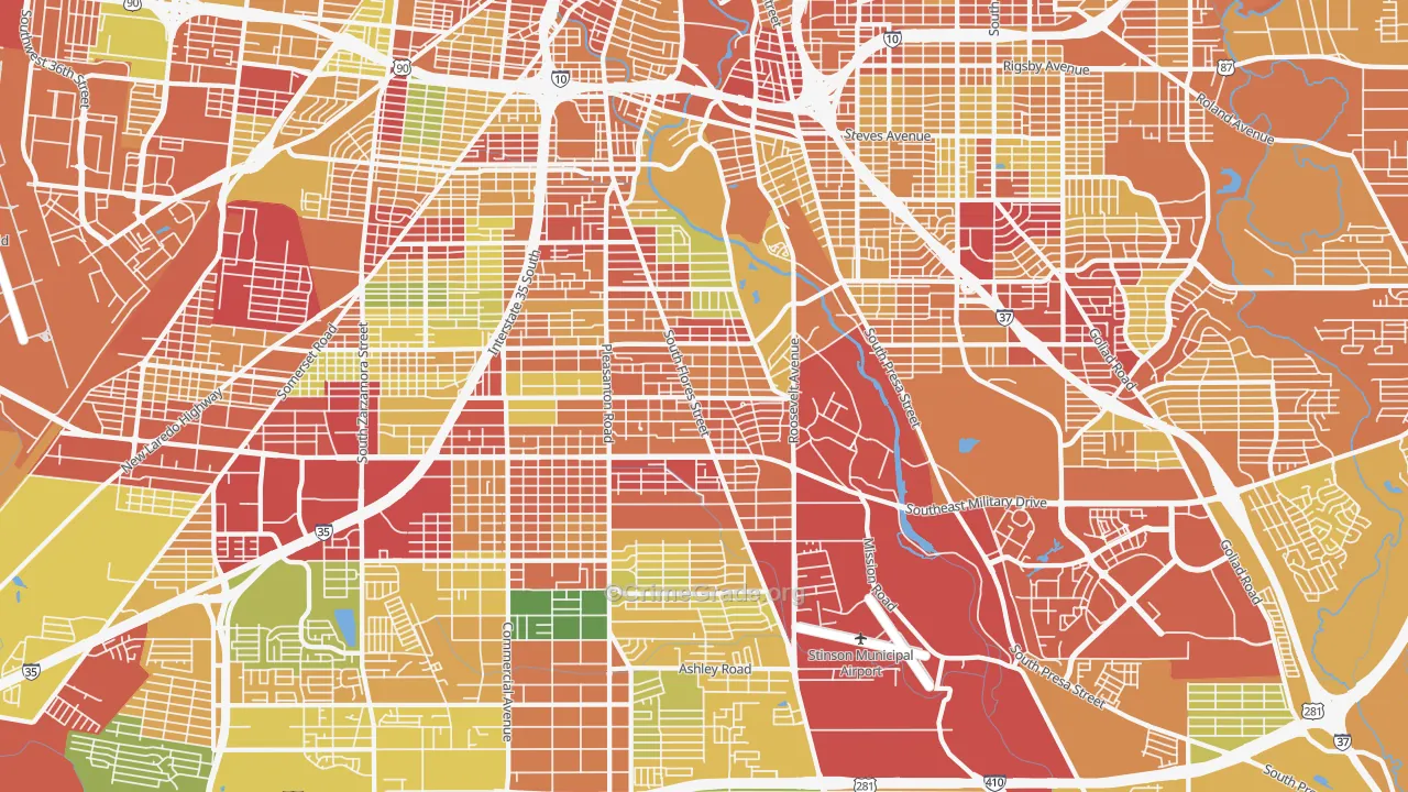 78214, TX Map of Theft Rates