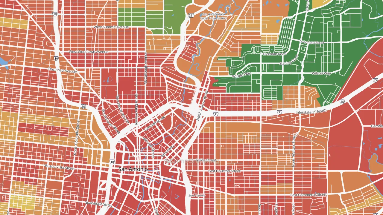 78215, TX Map of Theft Rates