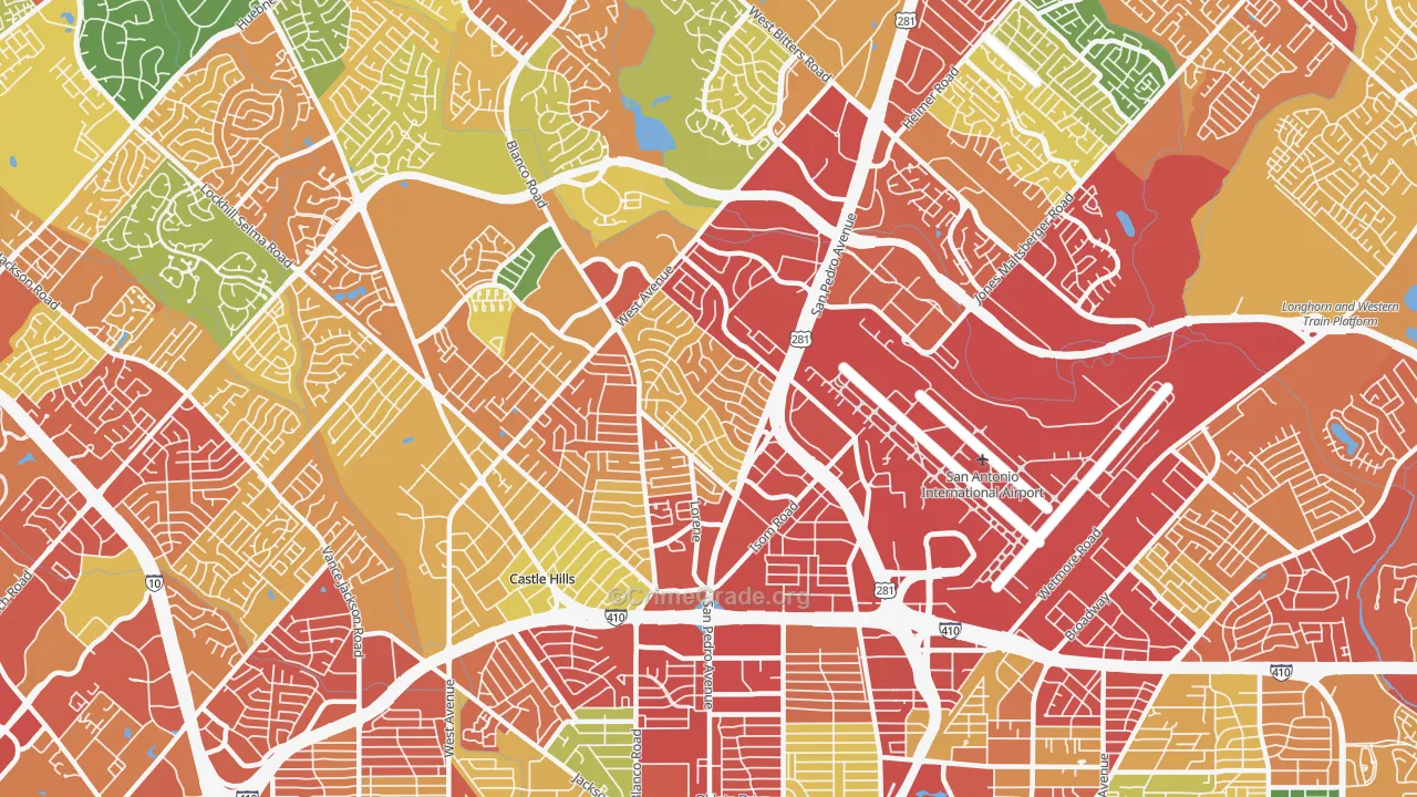 78216, TX Map of Theft Rates