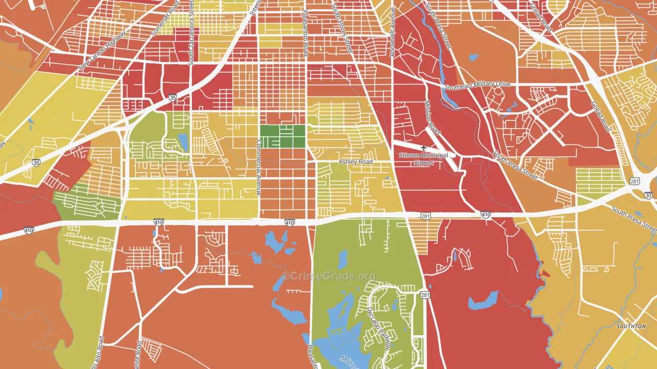 78221, TX Map of Theft Rates