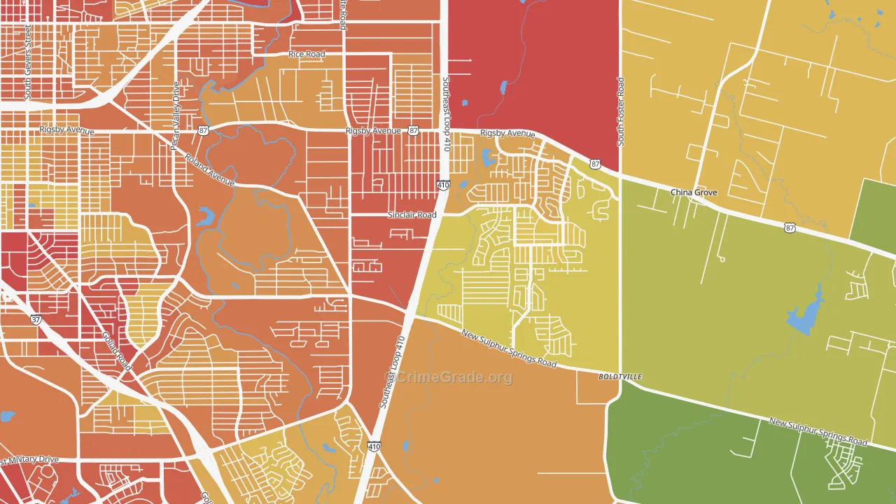 78222, TX Map of Theft Rates