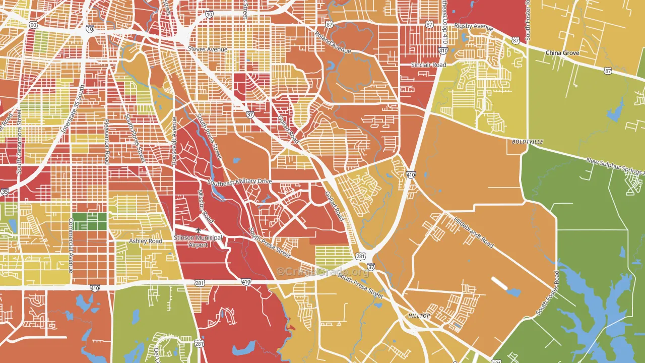 78223, TX Map of Theft Rates