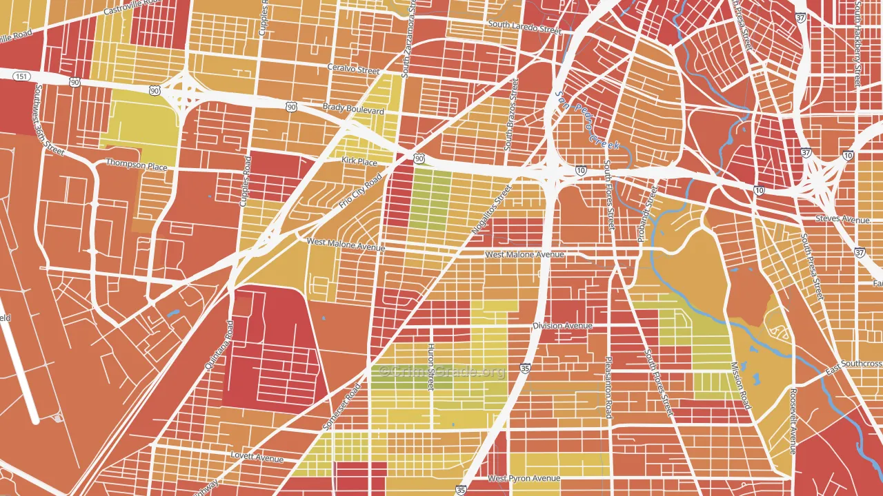 78225, TX Map of Theft Rates