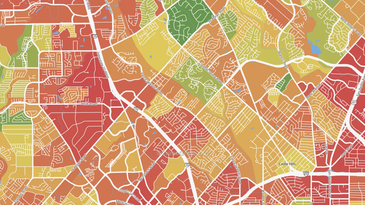 78230, TX Map of Theft Rates