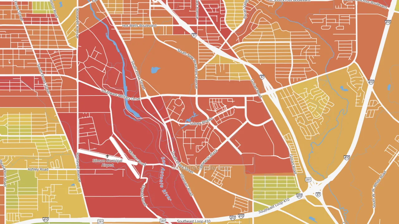 78235, TX Map of Theft Rates
