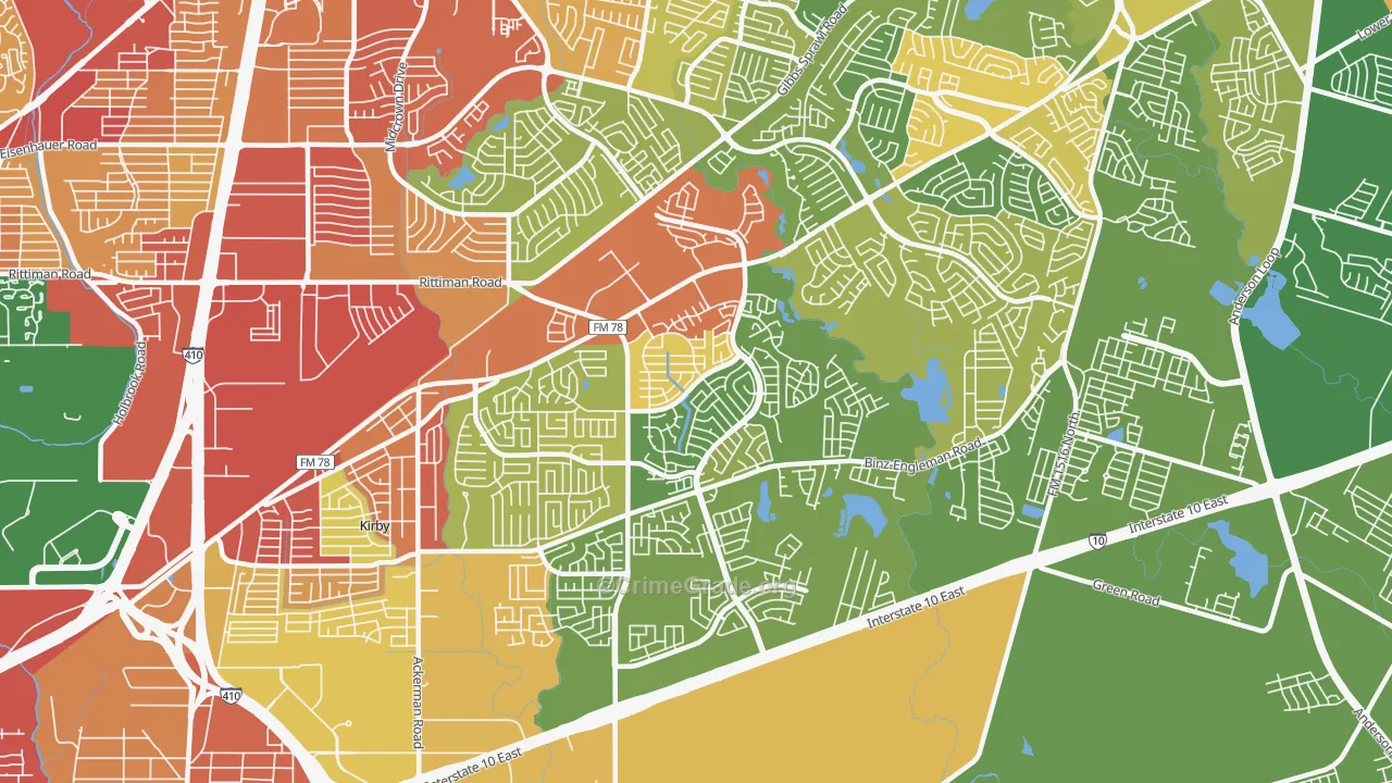 78244, TX Map of Theft Rates