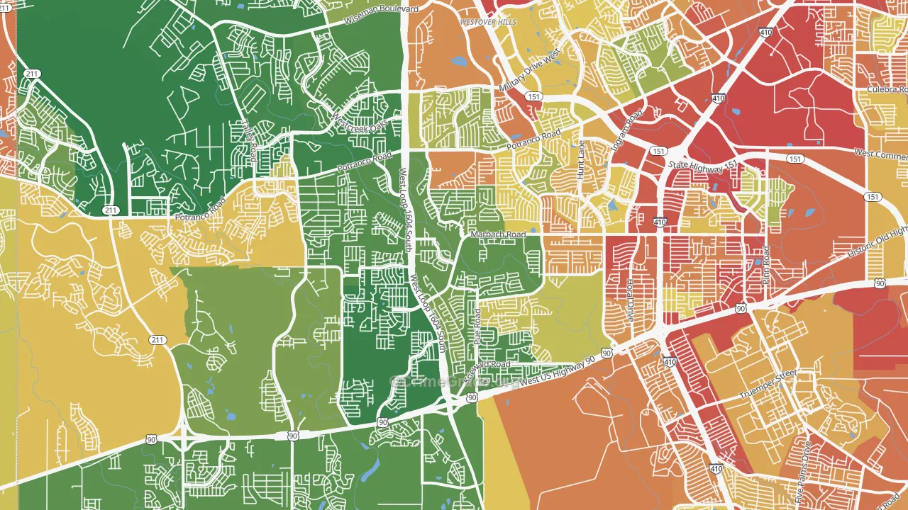 78245, TX Map of Theft Rates
